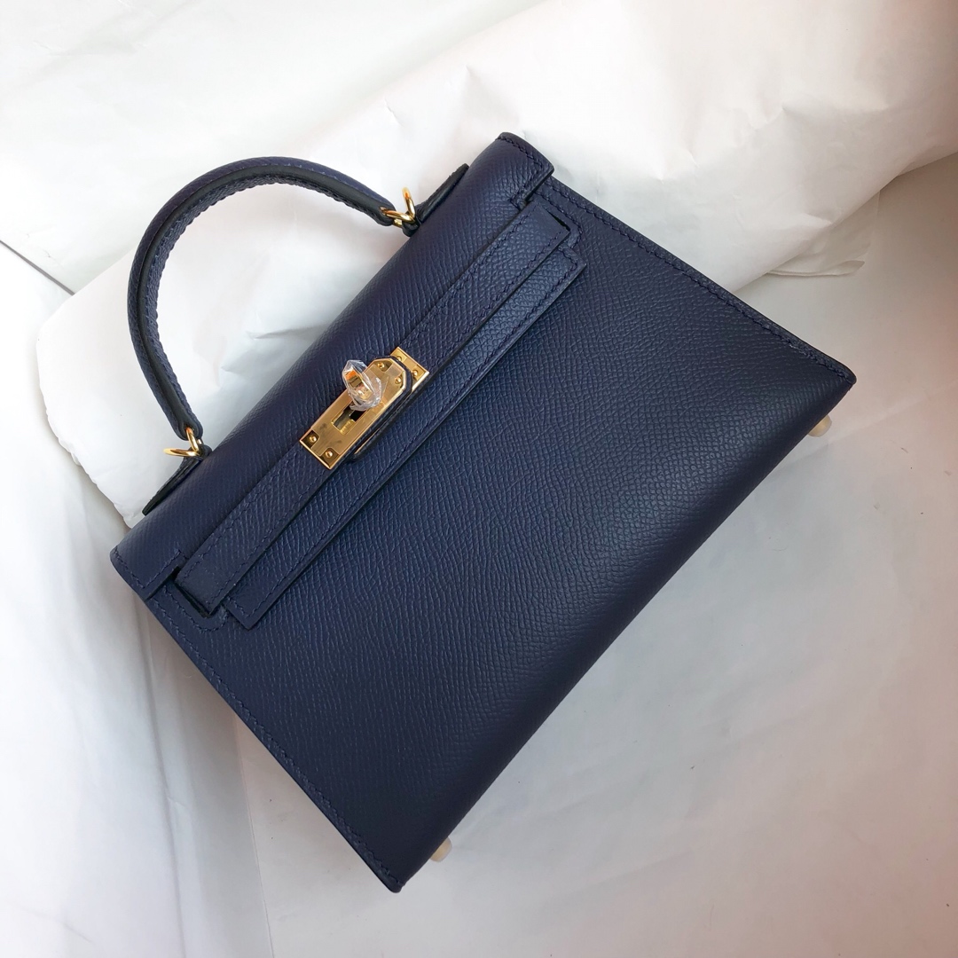 Hermes Kelly Mini II Bag 19CM In Dark Blue Epsom Leather